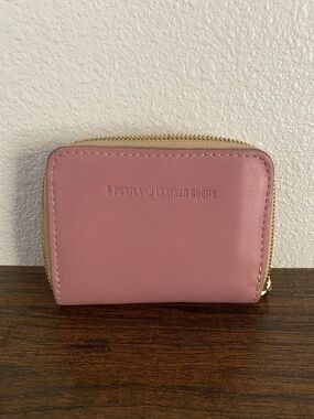Portland Leather Dusty Pink Zip Wallet with Gold Zipper